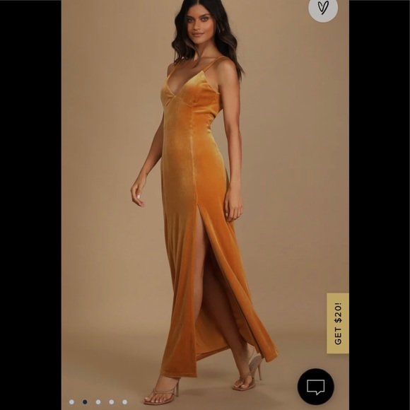 lulus gold velvet dress Thrifted Lulus Velvet Yellow Mustard Dress – PopsikleShop main image 0